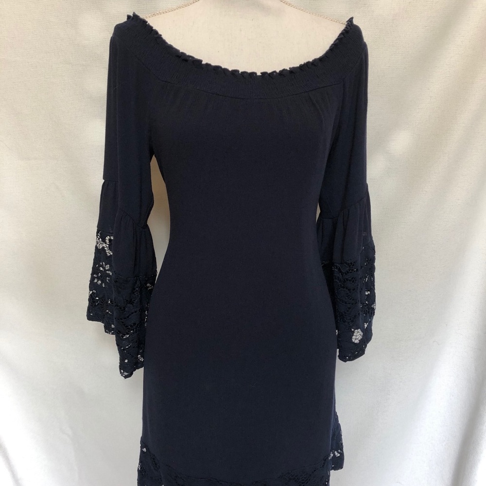 Navy Lace Up Dress! - Picture 4 of 8